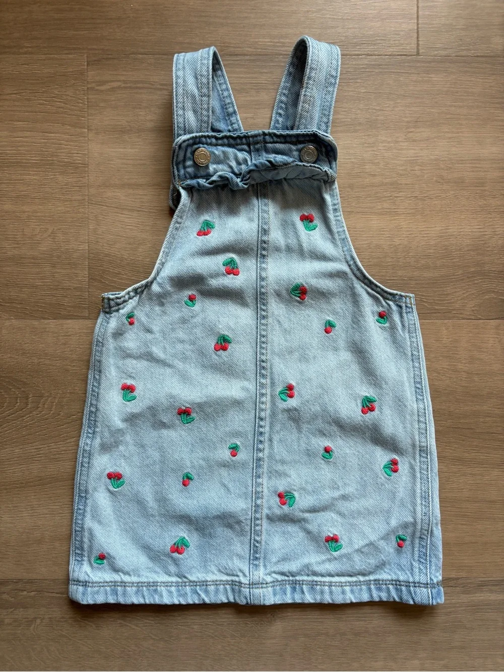 GAP Denim Overall Dress with Cherry Embroidery-size 3T